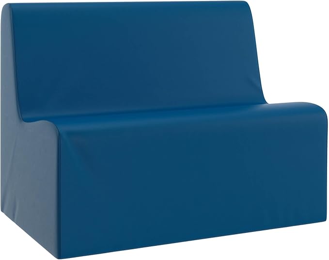 Children's Factory Large Contour Sofa, Mix-and-Match Kids Chairs, Sofas, Corner Ottomans and Cubes, Foam-Filled and Water-Resistant, Flexible Seating for Classroom Elementary, Blue Kids Couch