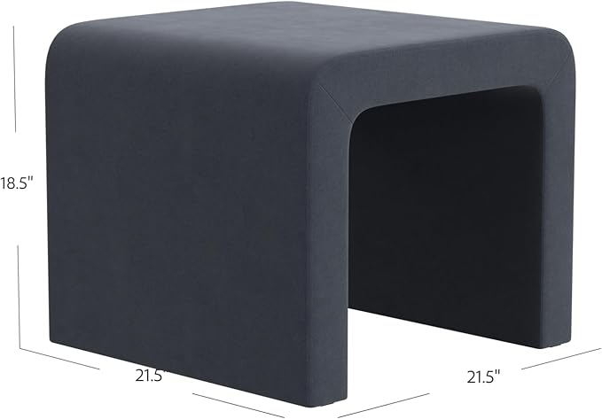 HomePop Modern Arch Velvet Ottoman|Homepop Home Décor|Ottoman for Living Room & Bedroom - Steel Blue Velvet