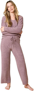 Softies Marshmallow V Neck Lounge Set for Women Ultra Soft 2 Piece Loungewear with Relaxed Top and Straight Leg Pants