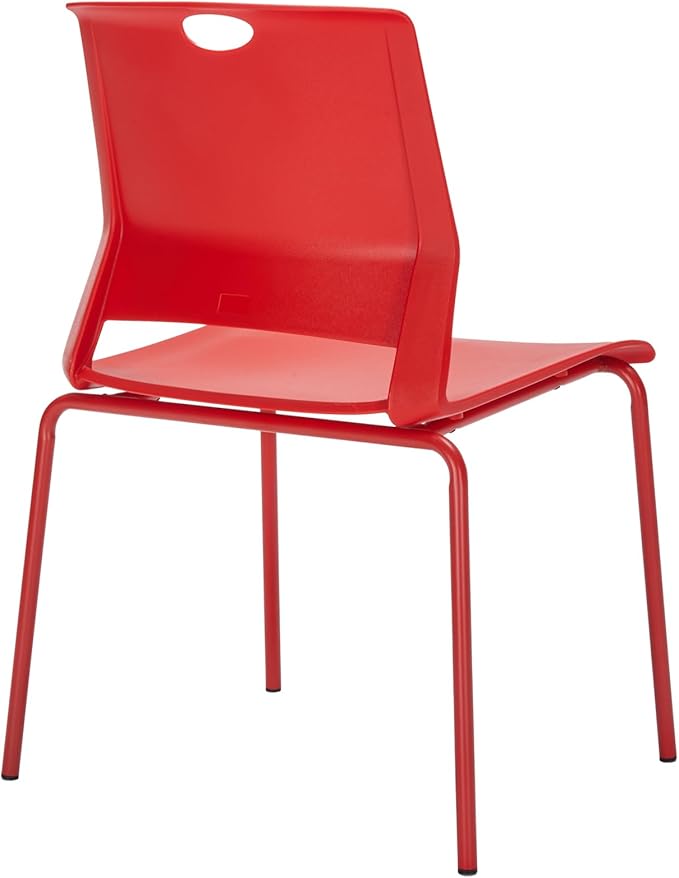 Sidanli Stackable Office Chairs, Red Guest Chairs with Comfortable Streamline Seat, Stacking Chairs No Wheels for Conference Room, Set of 4.