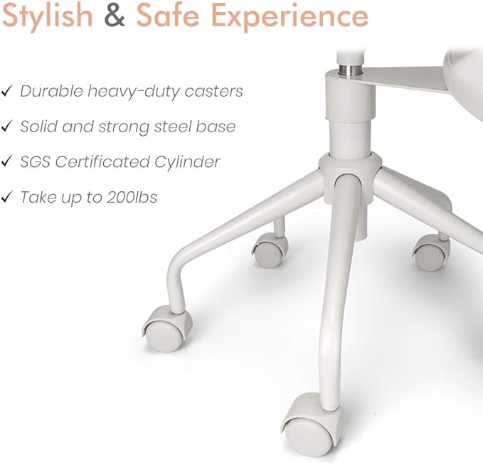 Pipersong Meditation Chair PRO VENTI, Cross Legged Chair with Wheels, ADHD Chair, Criss Cross Desk Chair with Height Adjustable Backrest and Adjustable Stool, Flexible Design for Fidgety Sitters,Ivory