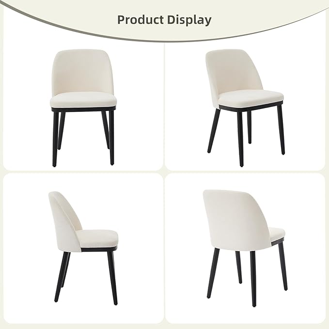 ElfinAura Dining Chair Set of 2, Modern Upholstered Kitchen Chair, Dining Room Chair with Wooden Legs, Accent Chair for Kitchen, Dining Room, Living Room, Beige