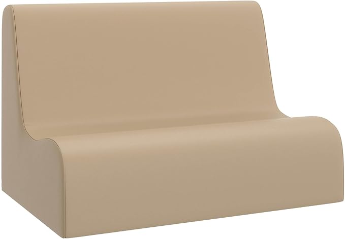 Children's Factory Small Contour Sofa, Mix-and-Match Kids Chairs, Sofas, Corner Ottomans and Cubes, Foam-Filled and Water-Resistant, Flexible Seating for Classroom Elementary, Sand Kids Couch