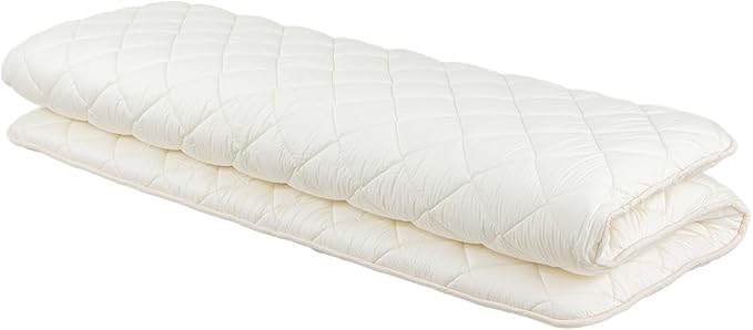FULI Japanese Futon, Foldable & Portable Floor Lounger Bed, Roll Up Sleeping Pad, Shikibuton, Made in Japan (White, King)