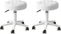 JPBSTO Small Rolling Stool with Wheels, PU Leather Height Adjustable Vanity Work Task Stool, 360 Swivel, Padded Seat Cushion,for Salon, Home, Office