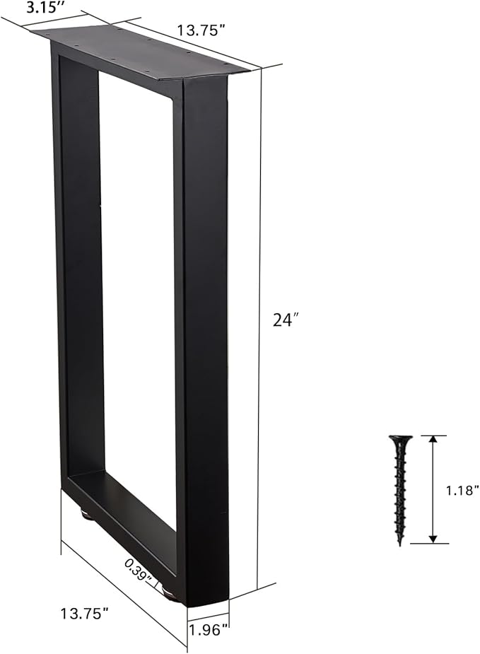 ALLCOS 24 Inch Metal Coffee Table Legs Desk Legs for Furniture, Nightstand, End Table, Side Table, Desk, Black, Set of 2