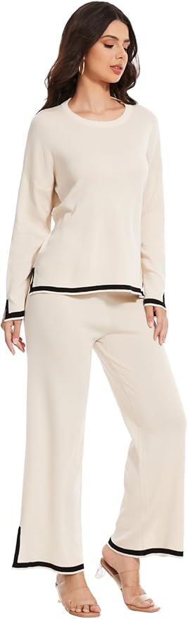 YOKGO Petite Lounge Sets for Women Long Sleeve Sweater Pajama Sets Sweatsuits 2 Piece Pant Sets Tracksuit Travel Outfits