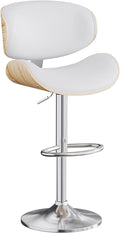 Aowos Bar Stools, Adjustable Swivel Leather Bar Stools for Kitchen Island, Mid Century Modern Counter Height Bar Chairs Barstools with Back & Footrest (Cream White 1PCS)