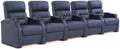 Weilianda Home Theater Seating, Top Grain Leather Sectional Seats Recliner Chair, Zero Gravity Reclining Sofa with Power Headrest 7 Colors Ambient Lighting USB C Charge Row of 5 Blue