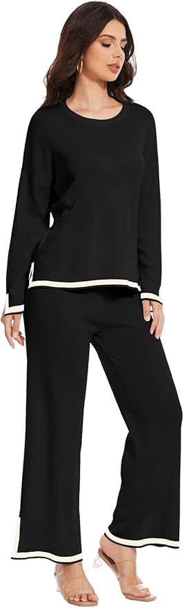 YOKGO Petite Lounge Sets for Women Long Sleeve Sweater Pajama Sets Sweatsuits 2 Piece Pant Sets Tracksuit Travel Outfits