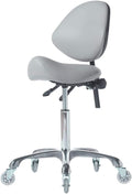 FRNIAMC - Adjustable Hydraulic Roller Saddle - Heavy Duty (450 lbs) - Beauty Salon, Massage, Clinic and Office - Grey