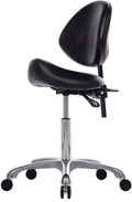 FRNIAMC Hydraulic Saddle Rolling Adjustable, Heavy-Duty (350 lbs) Stool Chair for Beauty Salon Massage Dental Clinic Home Office Use (Black)