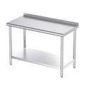 Mioleu Commercial Stainless Steel Table 48 x 24 Inches Heavy Duty Prep & Work Metal Desk with Blacksplash & Adjustable Undershelf for Kitchen Restaurant Home Garage Warehouse