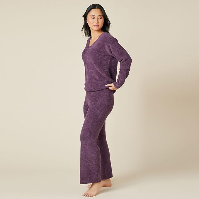 Softies Marshmallow V Neck Lounge Set for Women Ultra Soft 2 Piece Loungewear with Relaxed Top and Straight Leg Pants
