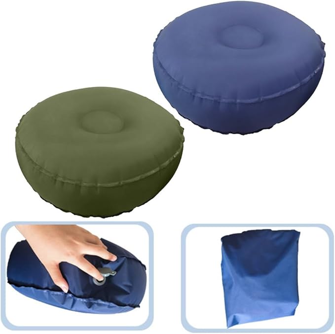 Meditation Floor Cushion, Yoga Bolster Pillow Balance Inflatable Yoga Cushion Footrest Pillow For Leisure Travel Fitness Outdoor Foldable Pedal 42X42x15cm Dark Blue Olive Green(Olive green)