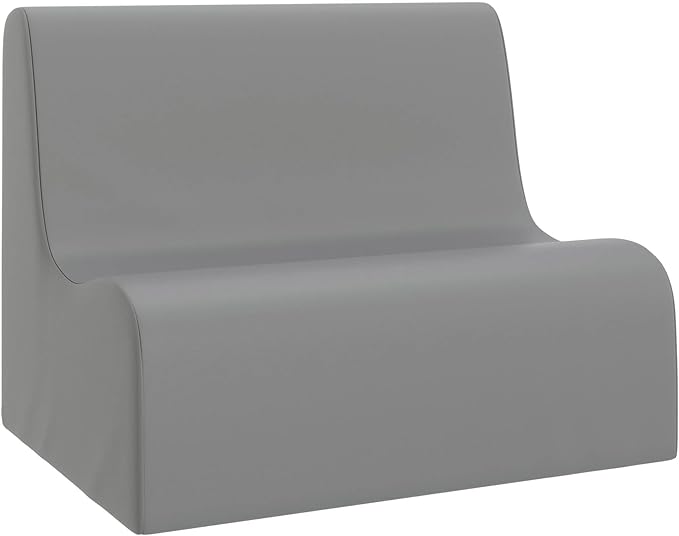 Children's Factory Medium Contour Sofa, Mix-and-Match Kids Chairs, Sofas, Corner Ottomans and Cubes, Foam-Filled and Water-Resistant, Flexible Seating for Classroom Elementary, Gray Kids Couch