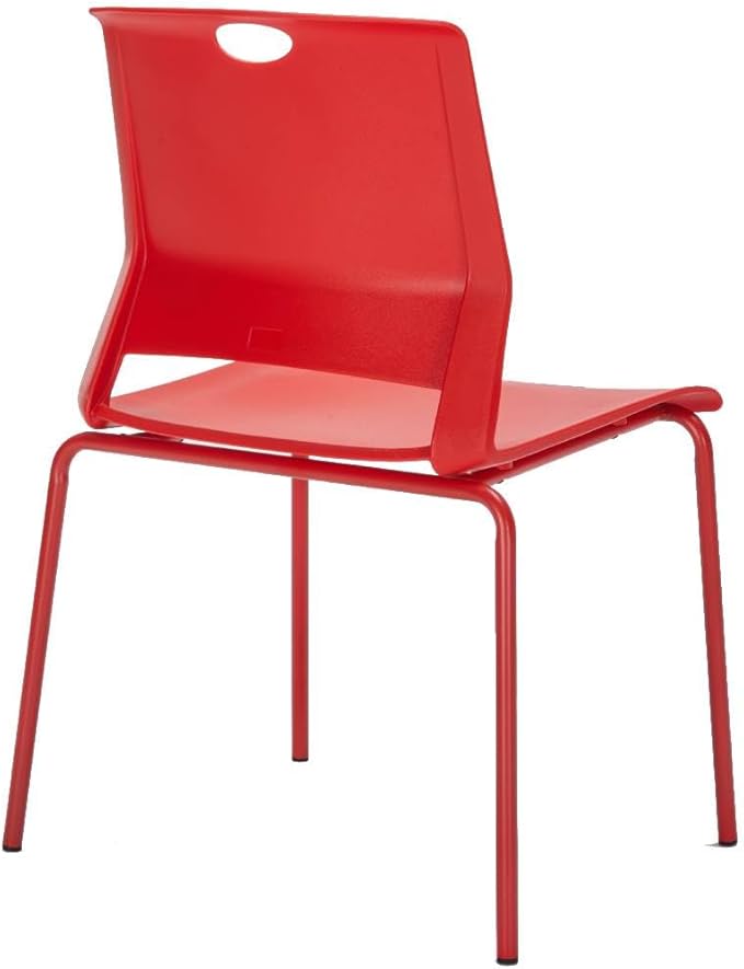 Stackable Chairs Set of 4, Office Waiting Room Chair Plastic Seat, Red Stacking Chairs with Sturdy Metal Legs, Guest Chair for Conference Rooms, Churches, Living Rooms, Classrooms(Red).