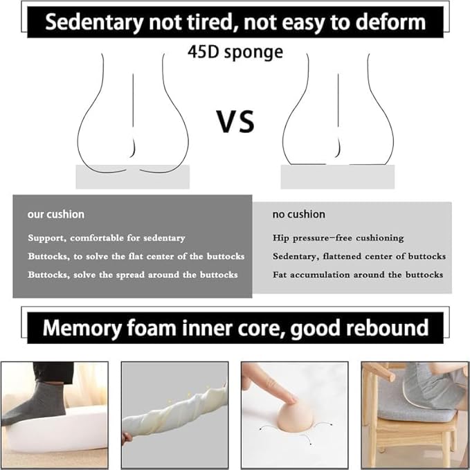 Chair Pads with Ties 18x17, Memory Foam Kitchen Chair Cushions with Ties 18 Inch, Non Slip Chair Pads for Dining Chairs Set of 2 4 6, Seat Cushions Covers Washable and Removable with Zipper,J,1