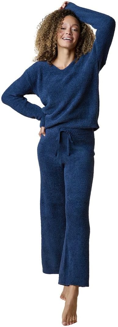 Softies Marshmallow V Neck Lounge Set for Women Ultra Soft 2 Piece Loungewear with Relaxed Top and Straight Leg Pants