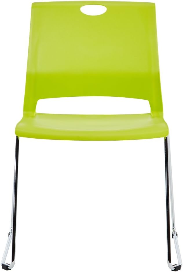 Green Stackable Chairs Set of 4, Stacking Waiting Room Chair with Sled Base, Office Guest Chairs for Conference, Waiting Areas, Library, Training Room, Classroom.