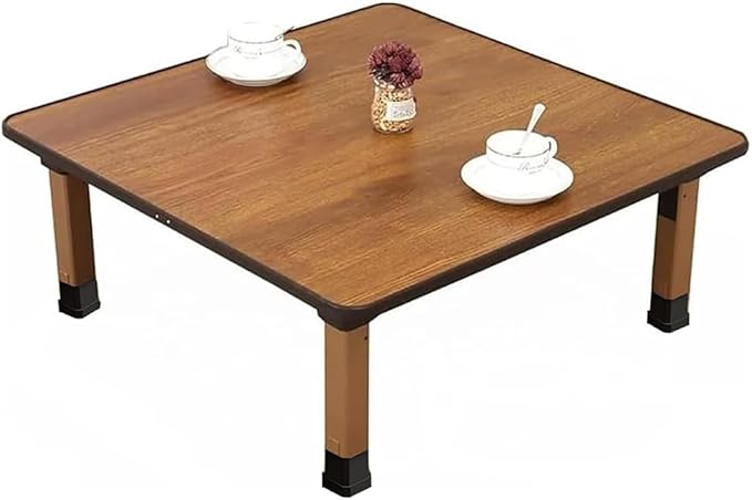 Japanese Foldable Coffee Table, Portable Low Tea Table Wooden Folding Dining Study Breakfast Serving Table Collapsable Small Desk Tatami Sitting On The Floor Table (27.6 * 11.8in, Square)