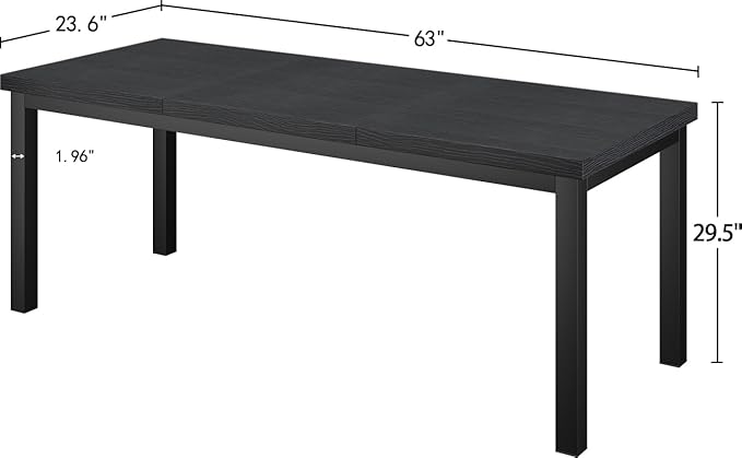 WWoodalloy 63 Inch Large Computer Desk, Modern Office Desk with Adjustable Feet, Gaming Desk with Deep Desktop, Study Writing Table for Home Office, Work from Home, Easy Assembly, Black