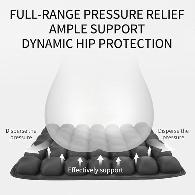 Fenixioraa Inflatable Sondure Travel Cushion with Built-in Bump for Airplane Seat, Office Chair and Car Seat Use, Comfortable Buttock Support, Ideal for Long Haul Travel (Dark)