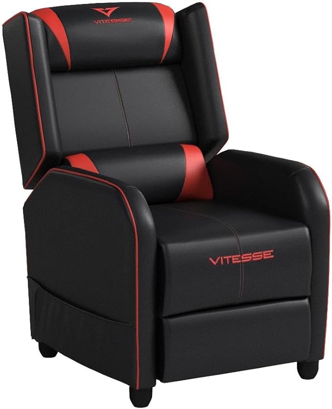 VITESSE Gaming Recliner Chair Racing Style Single PU Leather Sofa Modern Living Room Recliners Ergonomic Comfortable Home Theater Seating, Red