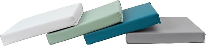FDP SoftScape 12 inch Square Toddler Floor Cushions with Handles; Flexible Seating for Daycare, Preschool, Playroom; 1.5 inch Deluxe Foam (4-Piece) - Glacier