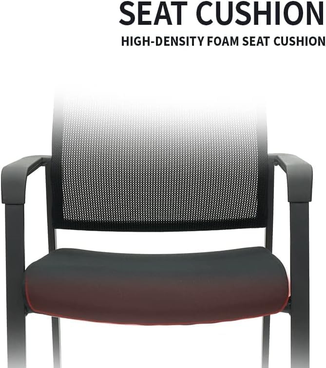 CLATINA Guest Reception Stacking No Wheels Desk Chair, Mesh Back Waiting Room Chairs with Arm Upholstered Fabric Seat and Ergonomic Lumbar Support for Office Conference School Church, Black (4 Pack)