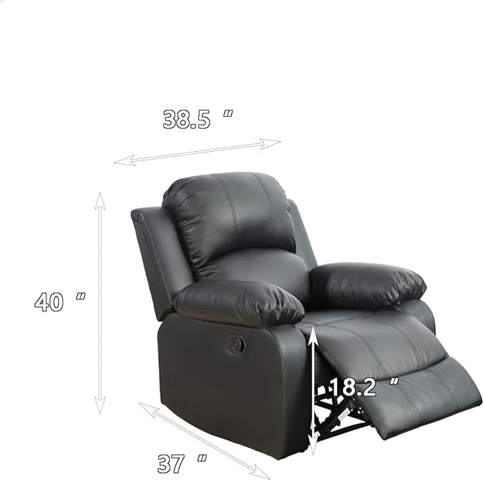 AYCP Bonded Leather Living Room Furniture Set Reclining Sofa Set Loveseat Furniture Sets in Living Room Sofa Recliners (Chair, Black)
