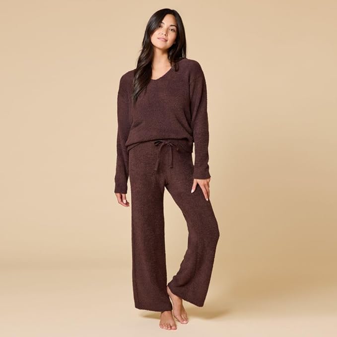 Softies Marshmallow V Neck Lounge Set for Women Ultra Soft 2 Piece Loungewear with Relaxed Top and Straight Leg Pants