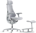 LiberNovo Dynamic Ergonomic Desk Chair + StepSync Footrest Bundle - Comfy Home Office Chair with Adaptive Lumbar Support, 160° Recline & Built-in Spine Stretch, Gray+48cm