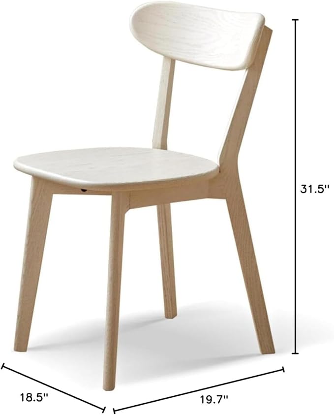 Bamskov 100% Solid Oak Wood Dining Room Chairs - Practical Kitchen Chairs - Wood Chair for Dining Room, Kitchen (1, White)
