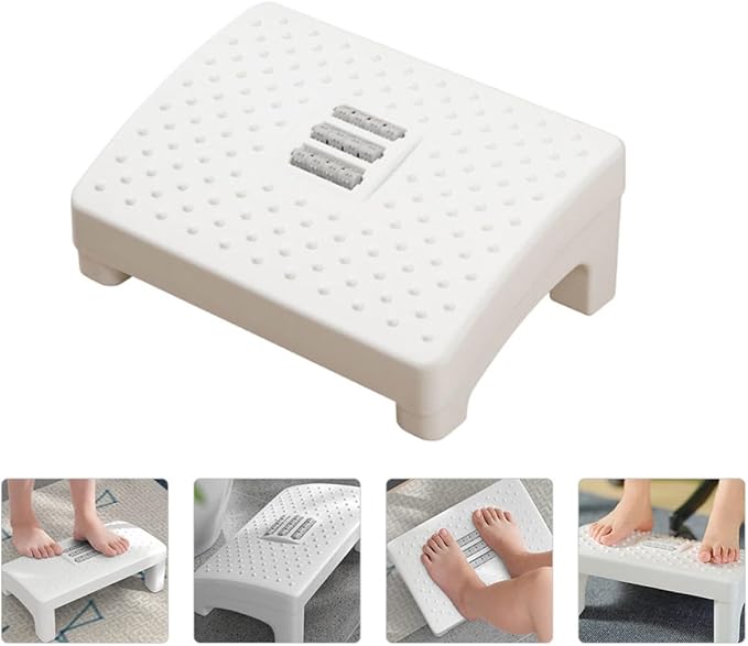 COHEALI Ergonomic Office Footstool White Plastic Foot Rest for Under Desk Use Compact Massage Footrest for Back and Neck Relief Household Foot Support for Adults