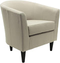 Pemberly Row 17.5" Traditional Fabric Club Chair in Beige Finish