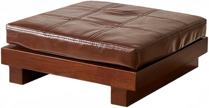 VZMEXOI Wooden Small Seating with Cushion, Low Meditation Seat, Single Sofa Floor Chair, Bay Window Sitting Chair, Floor Cushions for Living Room Relaxation(15.7"*15.7")