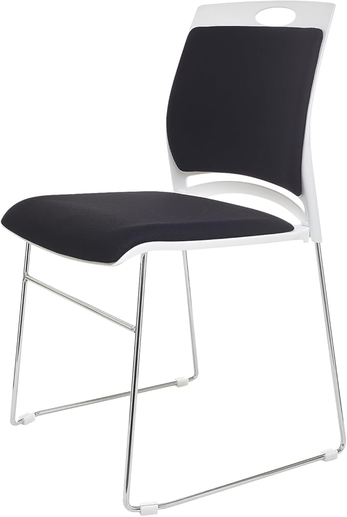 Stacking Chairs Set Black Stackable Home Office Guest Chair Set with Padded Seat and Back,Lobby Chairs Waiting Room Reception Chair for Cafeteria,Library, Laboratory,Training Room (4 Pack)