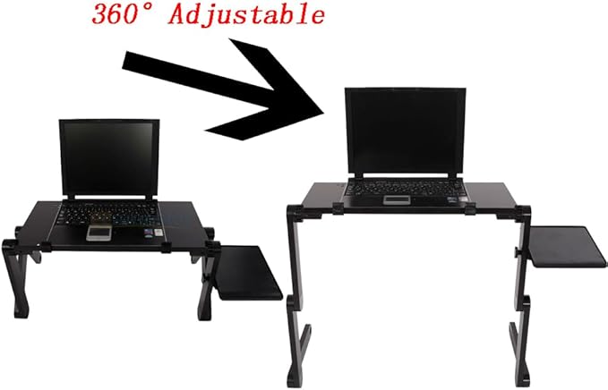 Portable Foldable Laptop Desk for Bed and Couch， Folding Computer Table, Portable Home Use Assembled Folding Table for Working, Reading, Writing, and Breakfast,Black,48 x 26cm