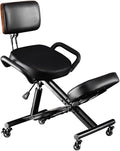 Kneeling Chair with Back Support Ergonomic for Office,Adjustable Stool with Angled Seat for Better Posture,Thick Comfortable Cushions,Black