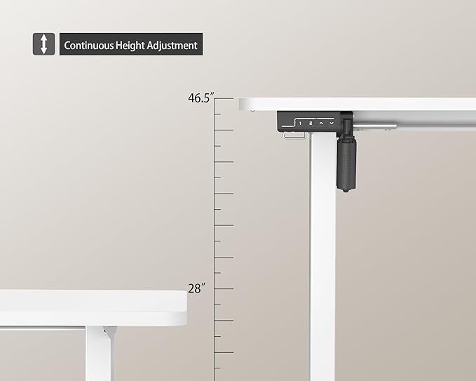 LongKe Electric Standing Desk Adjustable Height, 48x24 Inches Sit Stand up Desktop for Home Office, Ergonomic Rising Computer Table with Memory Preset, White