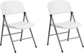Flash Furniture HERCULES Series White Plastic Folding Chairs | Set of 2 Lightweight Folding Chairs with Gray Frame