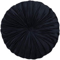 Teieas Round Throw Pillow Velvet Home Decoration Pleated Round Pillow Cushion for Couch Chair Bed Car Black