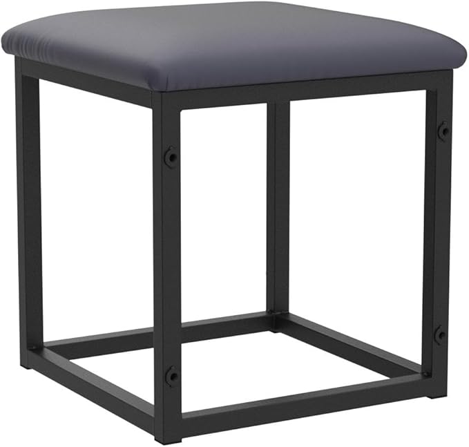 5 in 1 Nesting Ottoman Cube Chair, Stackable Stools, Leather Square Ottoman Bench, Foot Stool with Wheels for Living Room,Dining Room 15.75x15.75x16.54 inches