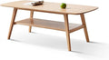 Mid Century Modern Coffee Table: 100% Solid Wood Coffee Table - 2-Tier Storage Design - Practical Coffee Tables for Living Room, Apartment, Easy Assembly (Natural, 39.37")