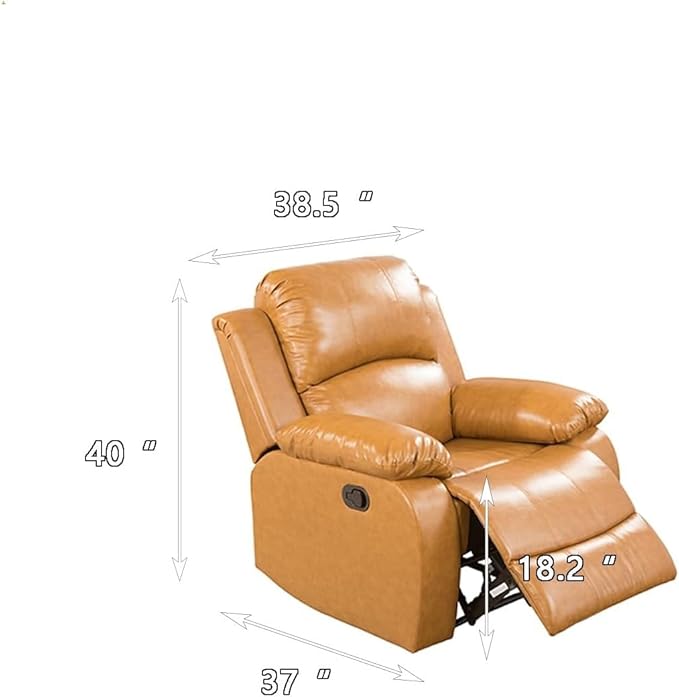 AYCP Bonded Leather Living Room Furniture Set Reclining Sofa Set Loveseat Furniture Sets in Living Room Sofa Recliners (Chair, Ginger)