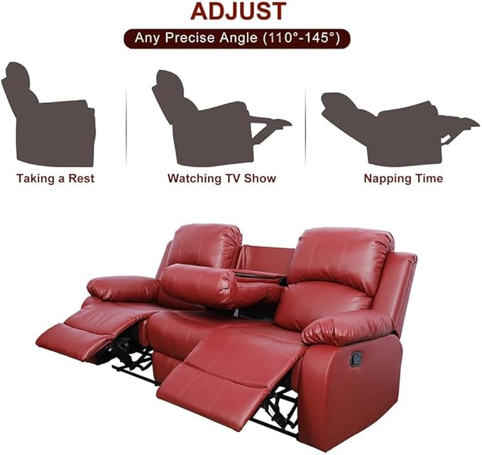 AYCP Bonded Leather Living Room Furniture Set Reclining Sofa Set Loveseat Furniture Sets in Living Room Sofa Recliners (Sofa, Red)
