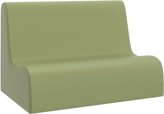 Children's Factory Small Contour Sofa, Mix-and-Match Kids Chairs, Sofas, Corner Ottomans and Cubes, Foam-Filled and Water-Resistant, Flexible Seating for Classroom Elementary, Sage Kids Couch