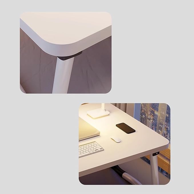 Respicefinem Laptop Bed Desk Foldable Portable Bed Table Tray Stand with Cup Holder Drawer for Reading Writing Eating On Sofa Floor White