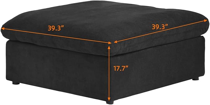 Storage Ottoman for Sofa, Foot Rest for Couch, Comfortable Footstool for Living Room, Cover Removable (Black, Linen Fabric)